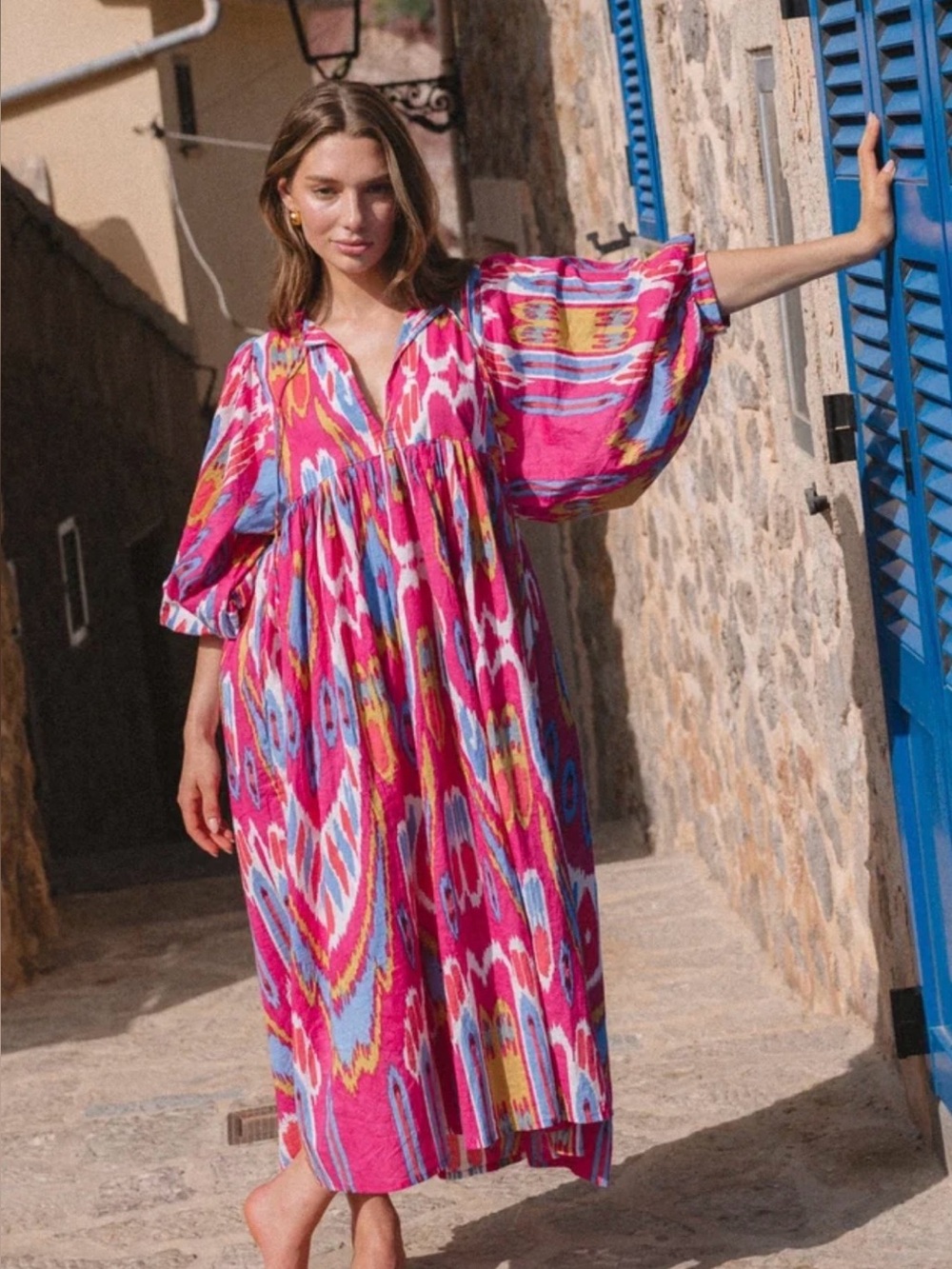House of Sundar Liana Midi Dress - Hibiscus
